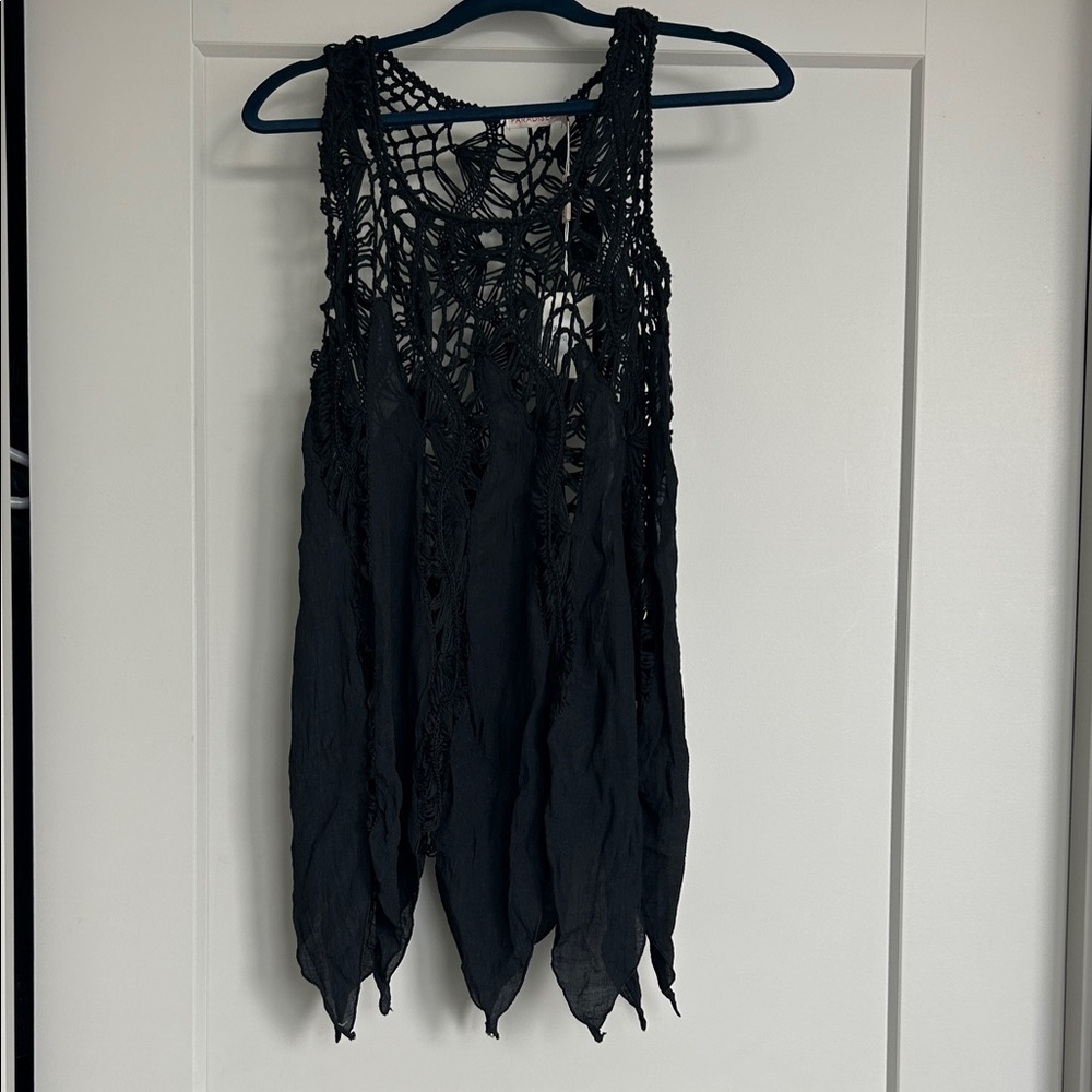 Black Crochet Sleeveless Top NWT!